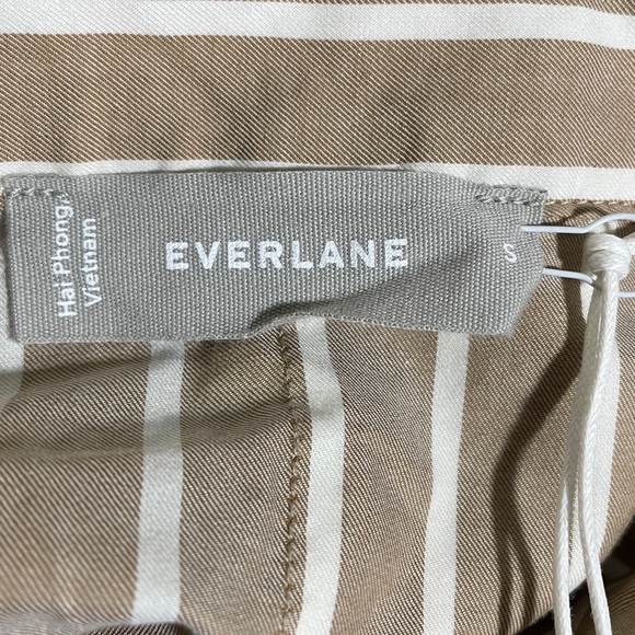Everlane Woven Cotton Striped PJ Stripe Top Brown/White S NWT - Picture 9 of 10